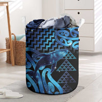 Humpback Whale Matariki New Zealand Laundry Basket NZ Maori Paikea Poutama Luxury Blue LT14 Blue - Polynesian Pride