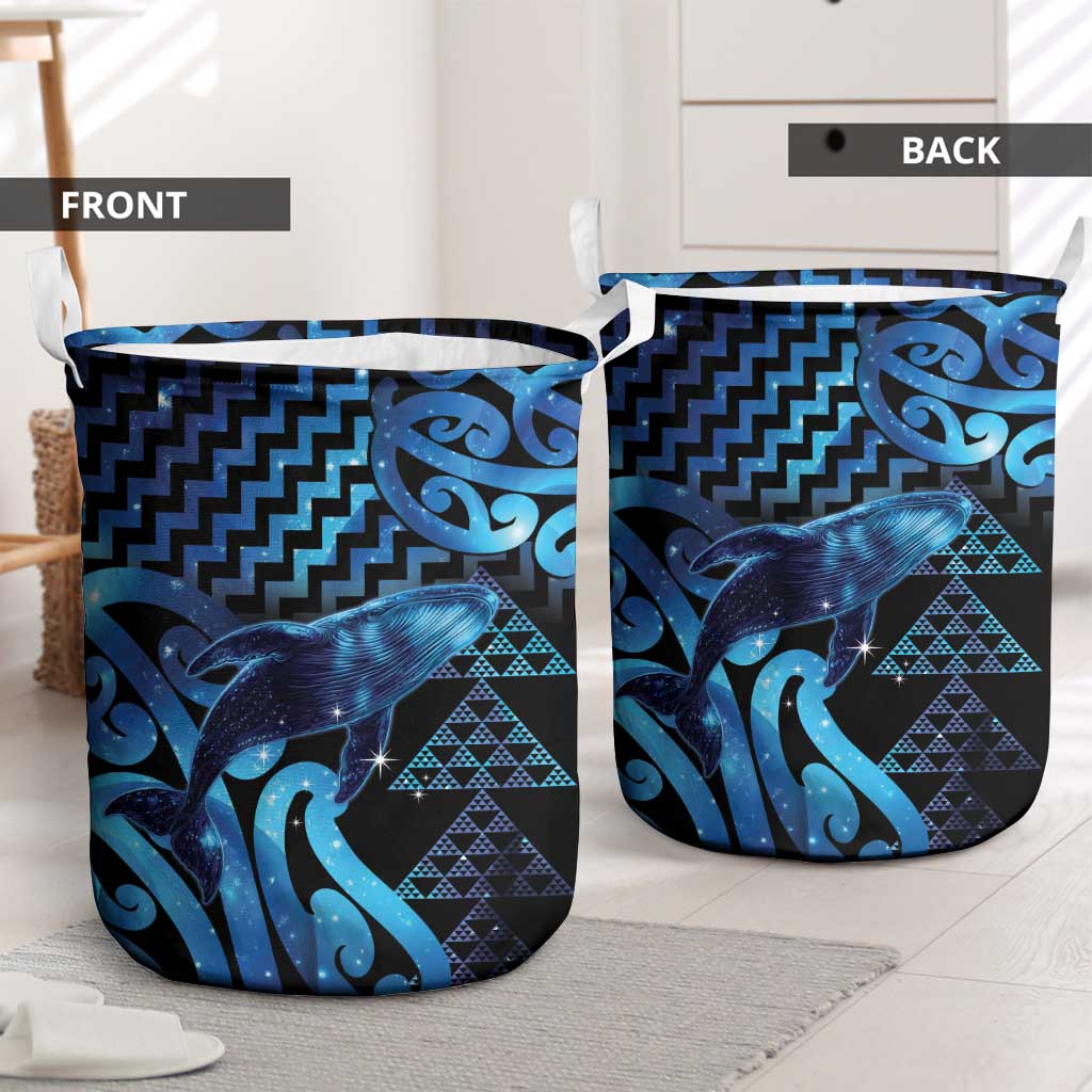 Humpback Whale Matariki New Zealand Laundry Basket NZ Maori Paikea Poutama Luxury Blue LT14 - Polynesian Pride