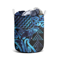 Humpback Whale Matariki New Zealand Laundry Basket NZ Maori Paikea Poutama Luxury Blue LT14 - Polynesian Pride