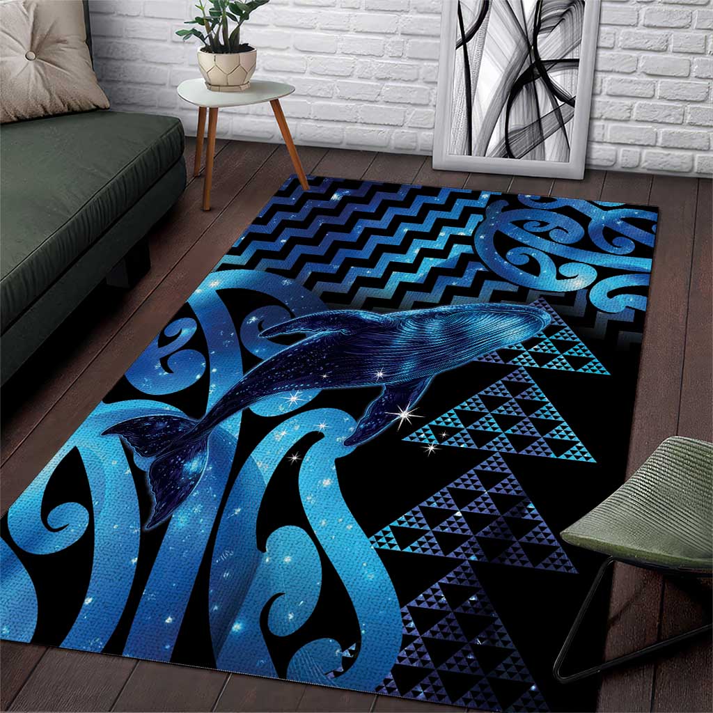 Humpback Whale Matariki New Zealand Area Rug NZ Maori Paikea Poutama Luxury Blue