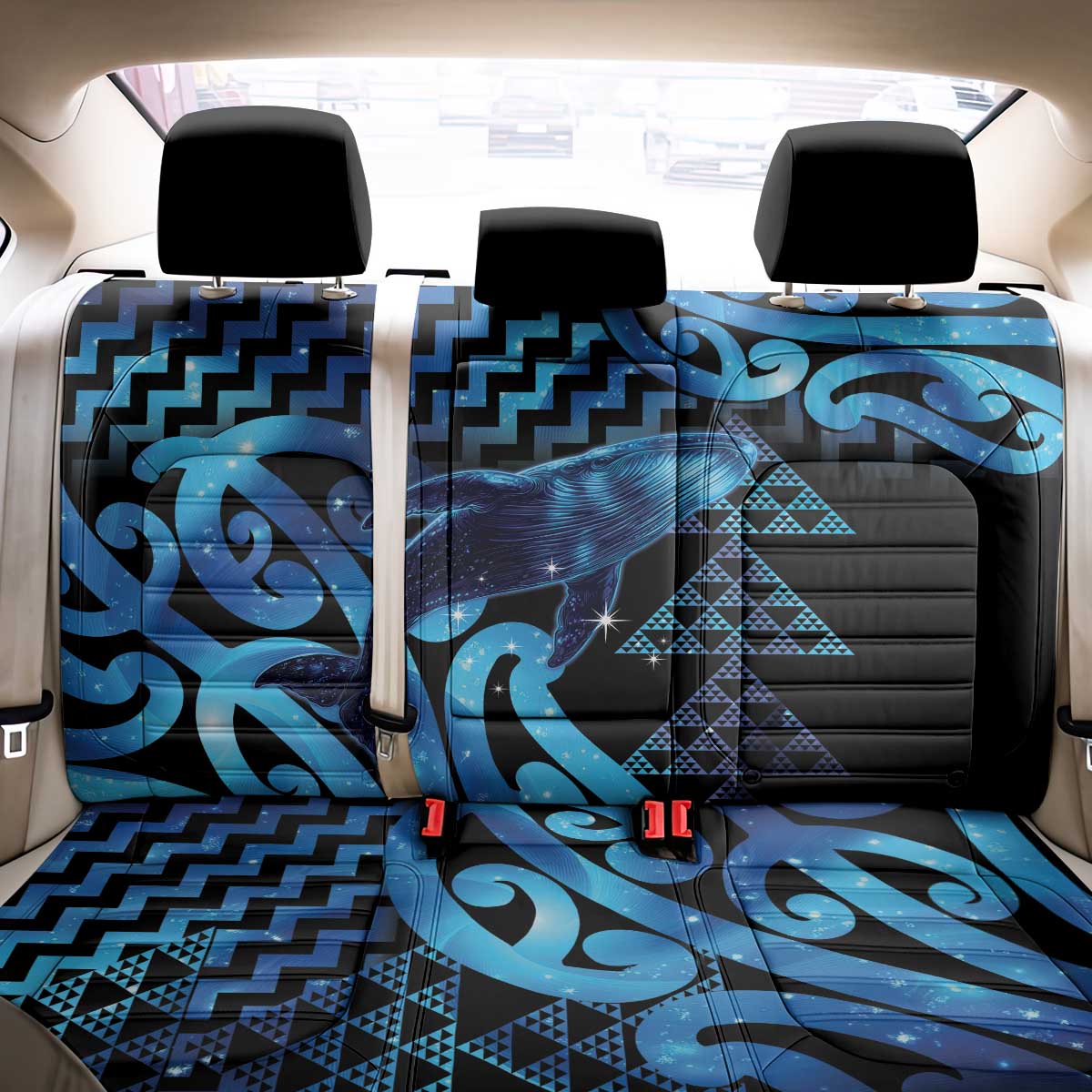 Humpback Whale Matariki New Zealand Back Car Seat Cover NZ Maori Paikea Poutama Luxury Blue