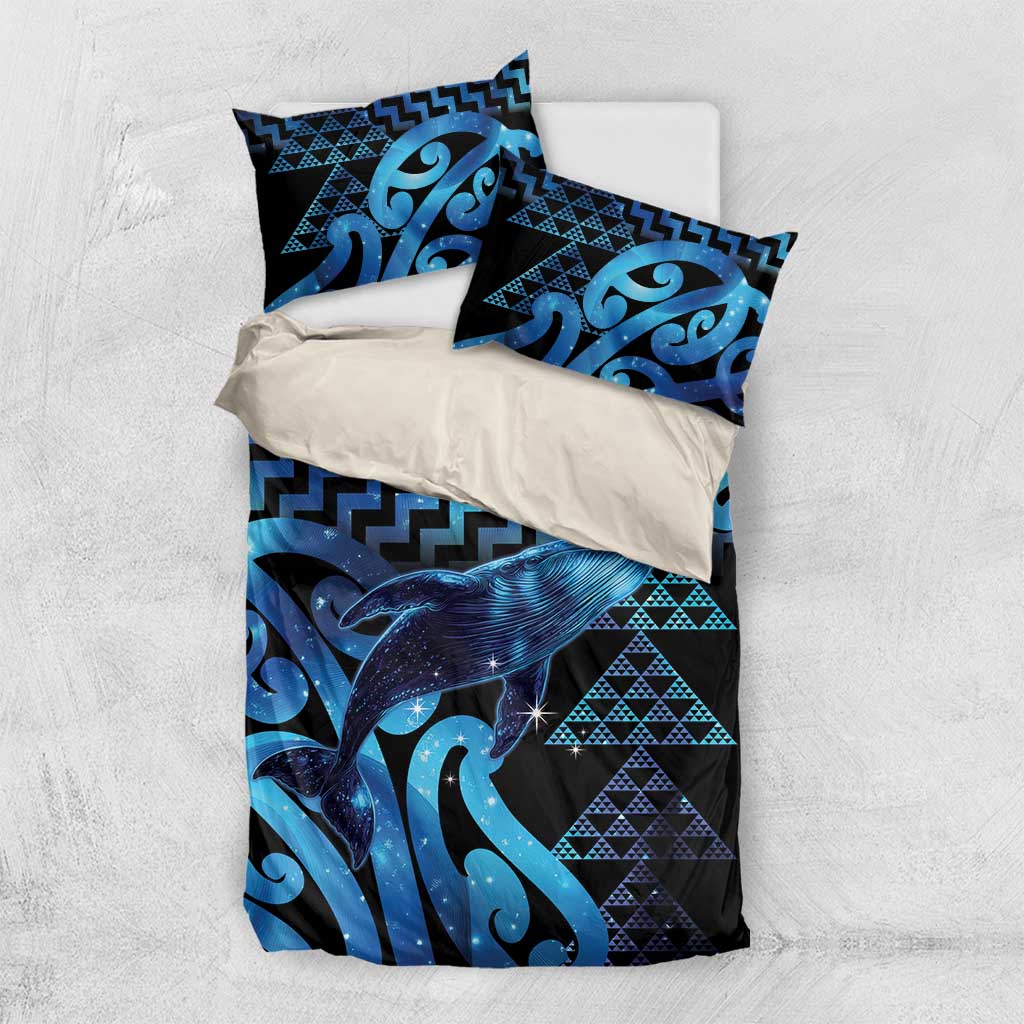 Humpback Whale Matariki New Zealand Bedding Set NZ Maori Paikea Poutama Luxury Blue