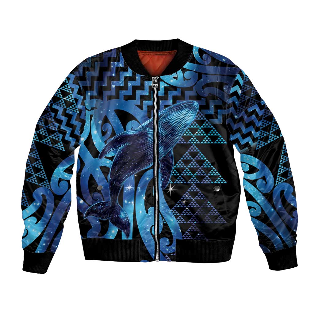 Humpback Whale Matariki New Zealand Bomber Jacket NZ Maori Paikea Poutama Luxury Blue