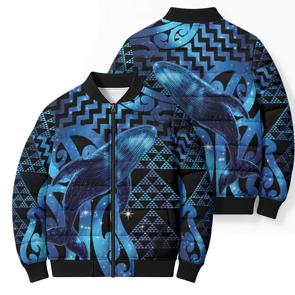 Humpback Whale Matariki New Zealand Bomber Puffer Jacket NZ Maori Paikea Poutama Luxury Blue LT14 - Polynesian Pride