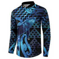 Humpback Whale Matariki New Zealand Button Sweatshirt NZ Maori Paikea Poutama Luxury Blue