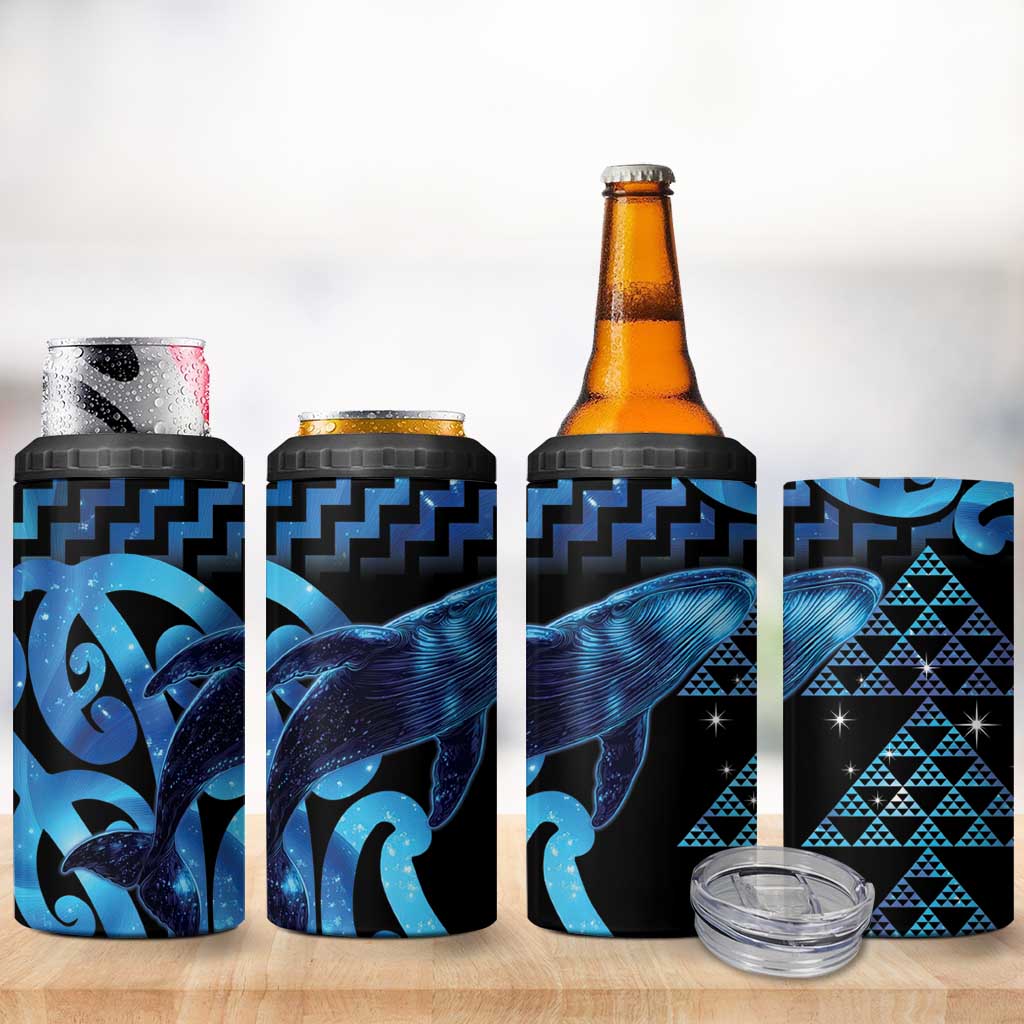 Humpback Whale Matariki New Zealand 4 in 1 Can Cooler Tumbler NZ Maori Paikea Poutama Luxury Blue