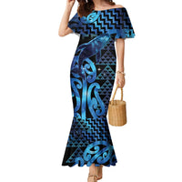 Humpback Whale Matariki New Zealand Family Matching Mermaid Dress and Hawaiian Shirt NZ Maori Paikea Poutama Luxury Blue