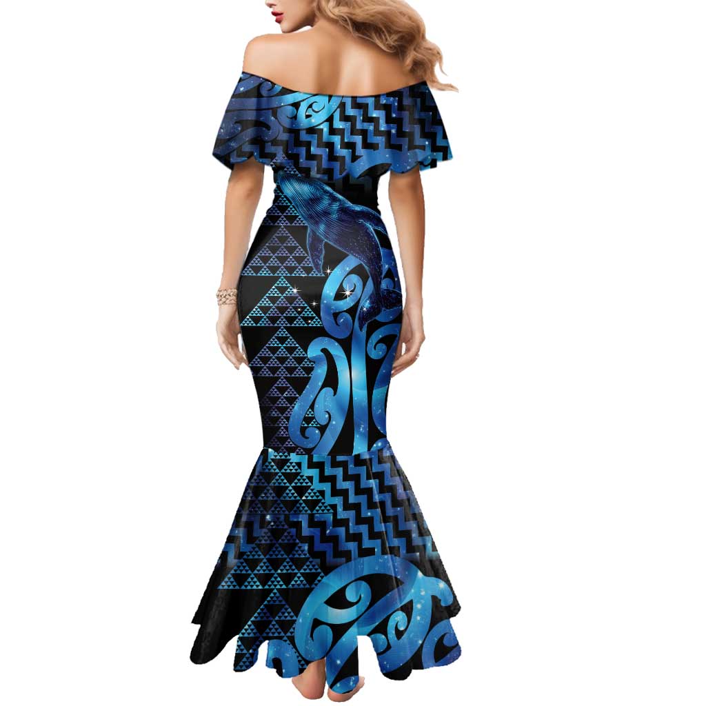 Humpback Whale Matariki New Zealand Family Matching Mermaid Dress and Hawaiian Shirt NZ Maori Paikea Poutama Luxury Blue