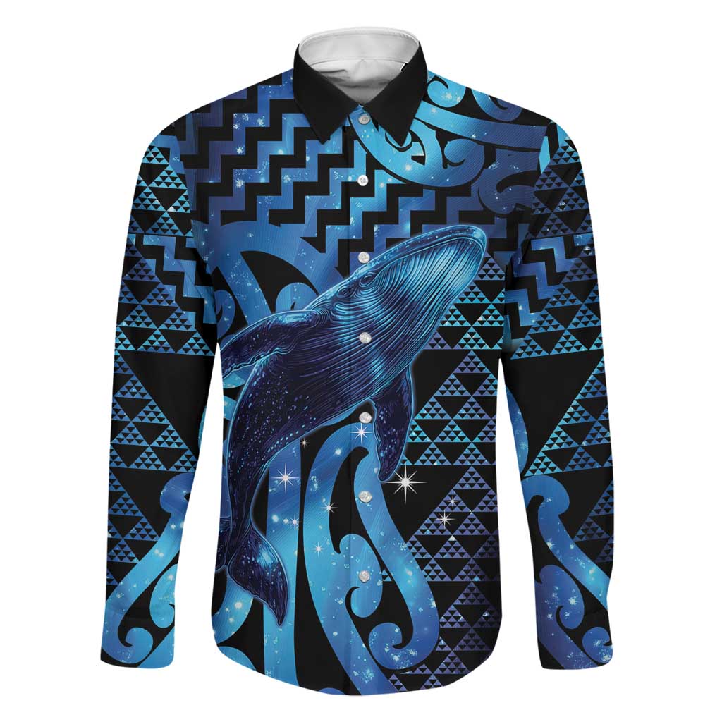 Humpback Whale Matariki New Zealand Family Matching Off The Shoulder Long Sleeve Dress and Hawaiian Shirt NZ Maori Paikea Poutama Luxury Blue