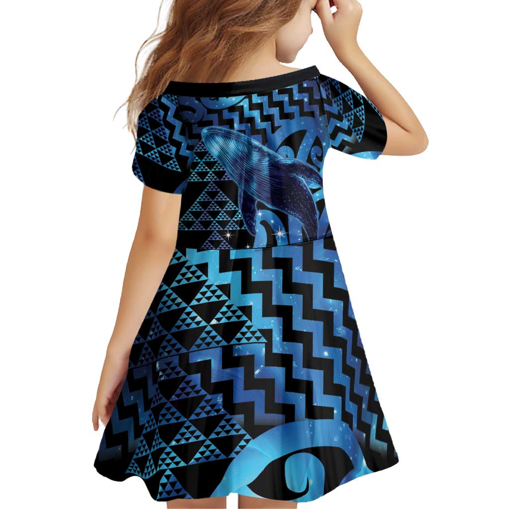 Humpback Whale Matariki New Zealand Family Matching Off Shoulder Maxi Dress and Hawaiian Shirt NZ Maori Paikea Poutama Luxury Blue