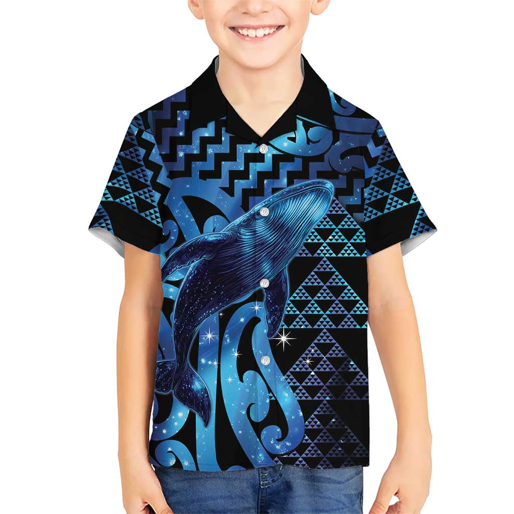 Humpback Whale Matariki New Zealand Family Matching Off Shoulder Maxi Dress and Hawaiian Shirt NZ Maori Paikea Poutama Luxury Blue