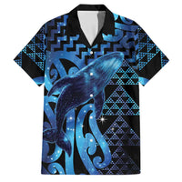 Humpback Whale Matariki New Zealand Family Matching Off Shoulder Short Dress and Hawaiian Shirt NZ Maori Paikea Poutama Luxury Blue