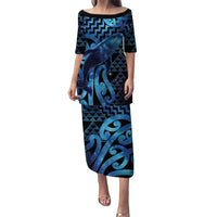 Humpback Whale Matariki New Zealand Family Matching Puletasi and Hawaiian Shirt NZ Maori Paikea Poutama Luxury Blue