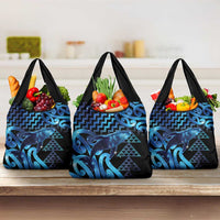 Humpback Whale Matariki New Zealand Grocery Bag NZ Maori Paikea Poutama Luxury Blue LT14 3-pack One Size Blue - Polynesian Pride