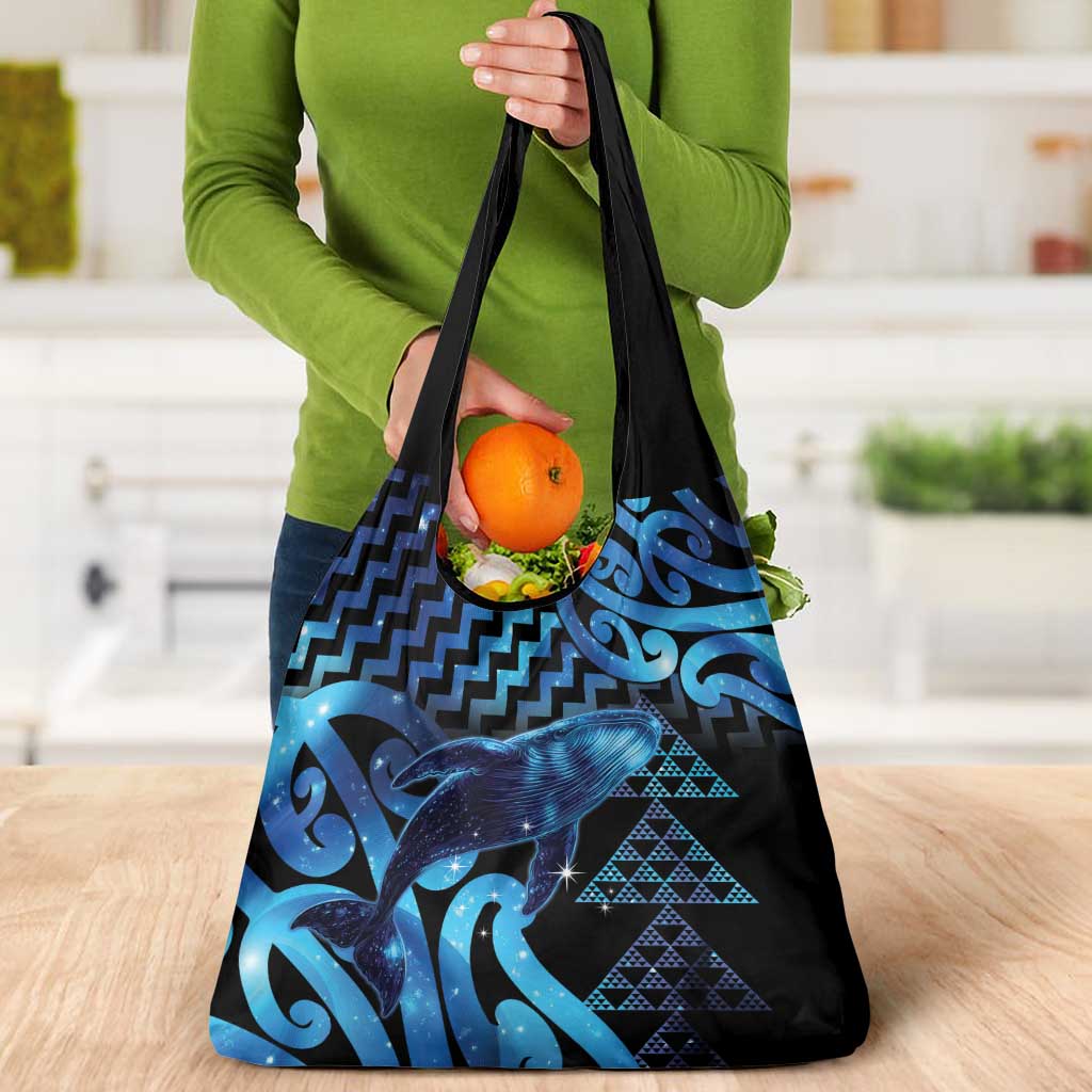 Humpback Whale Matariki New Zealand Grocery Bag NZ Maori Paikea Poutama Luxury Blue LT14 - Polynesian Pride