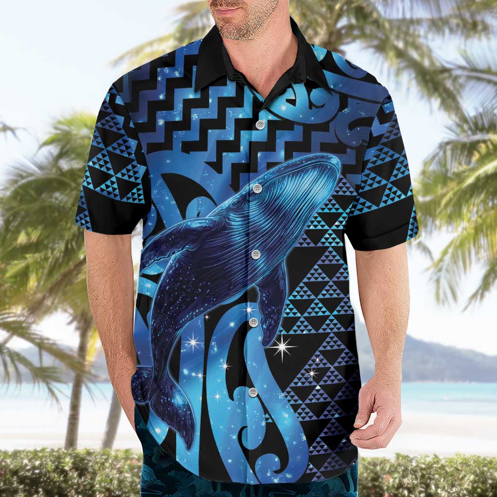 Humpback Whale Matariki New Zealand Hawaiian Shirt NZ Maori Paikea Poutama Luxury Blue