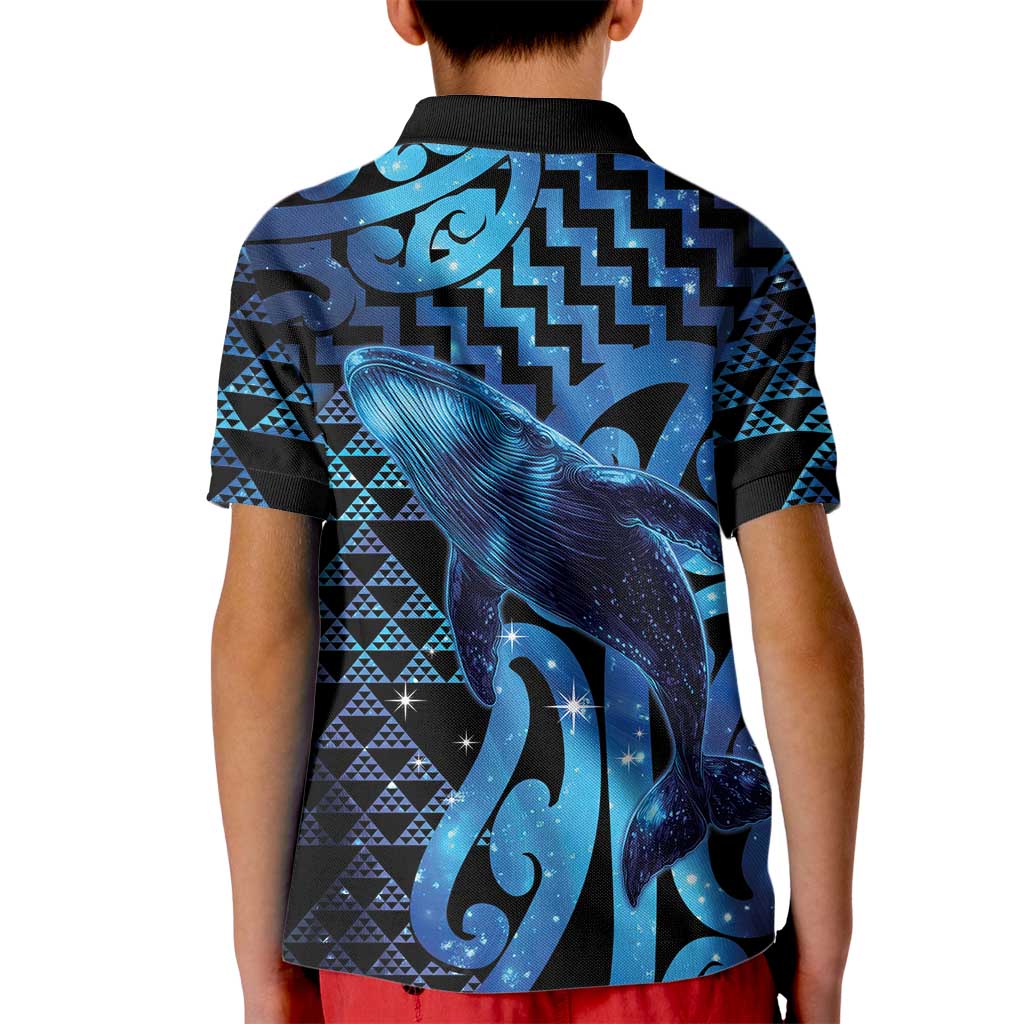 Humpback Whale Matariki New Zealand Kid Polo Shirt NZ Maori Paikea Poutama Luxury Blue