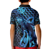 Humpback Whale Matariki New Zealand Kid Polo Shirt NZ Maori Paikea Poutama Luxury Blue