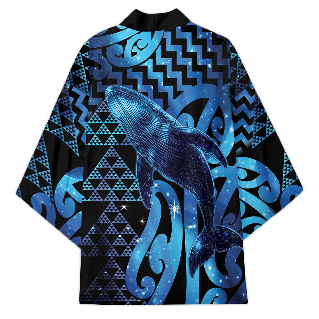 Humpback Whale Matariki New Zealand Kimono NZ Maori Paikea Poutama Luxury Blue LT14 - Polynesian Pride