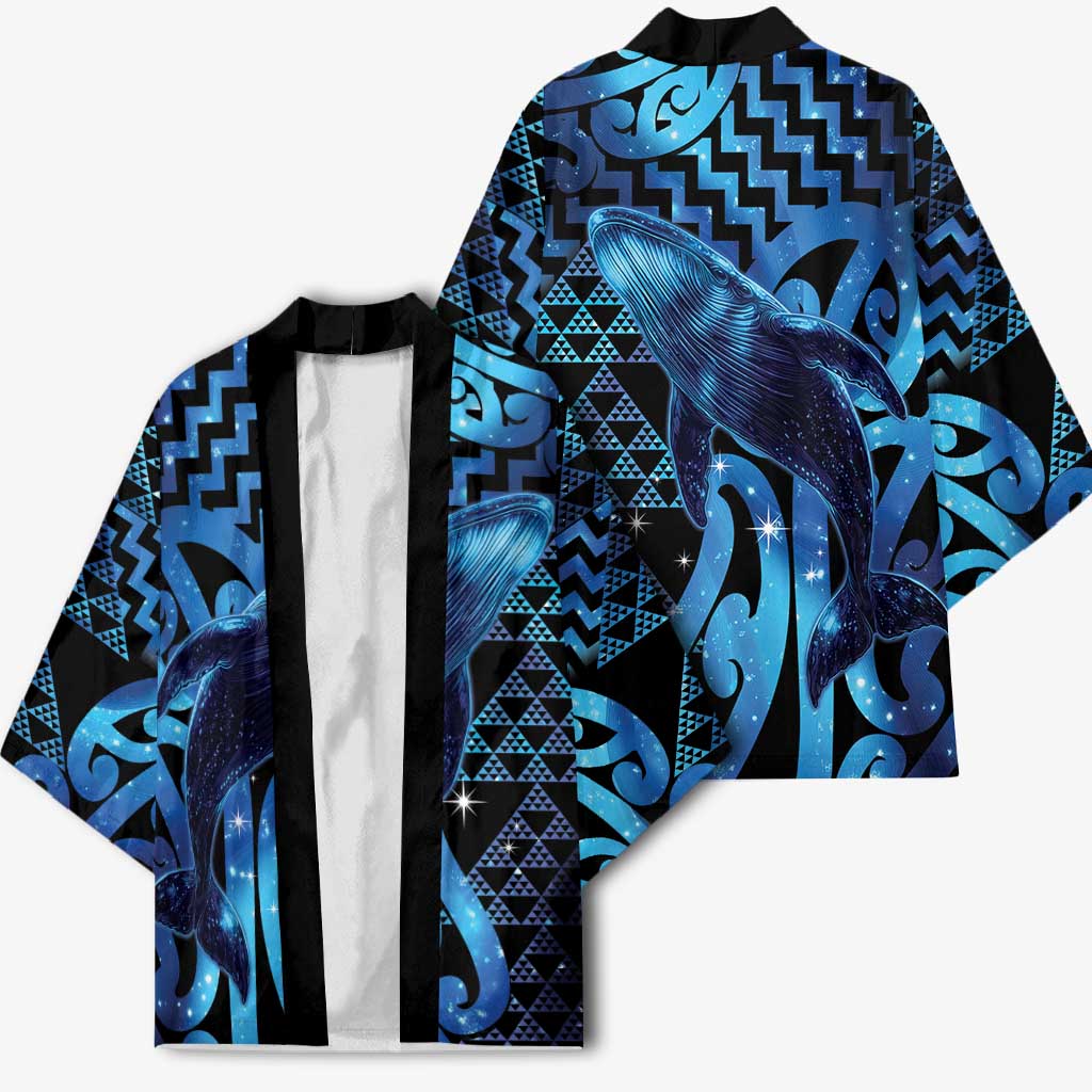 Humpback Whale Matariki New Zealand Kimono NZ Maori Paikea Poutama Luxury Blue LT14 - Polynesian Pride