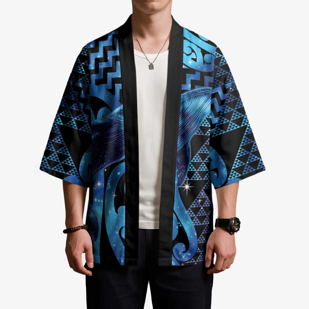 Humpback Whale Matariki New Zealand Kimono NZ Maori Paikea Poutama Luxury Blue LT14 - Polynesian Pride
