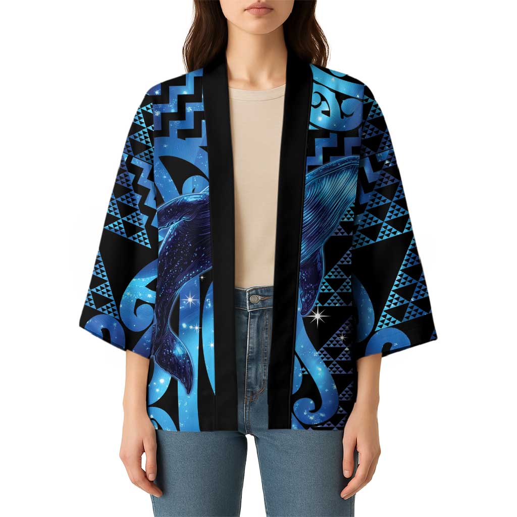 Humpback Whale Matariki New Zealand Kimono NZ Maori Paikea Poutama Luxury Blue LT14 - Polynesian Pride