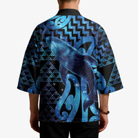 Humpback Whale Matariki New Zealand Kimono NZ Maori Paikea Poutama Luxury Blue LT14 - Polynesian Pride
