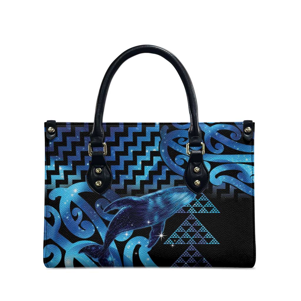 Humpback Whale Matariki New Zealand Leather Bag NZ Maori Paikea Poutama Luxury Blue LT14 - Polynesian Pride