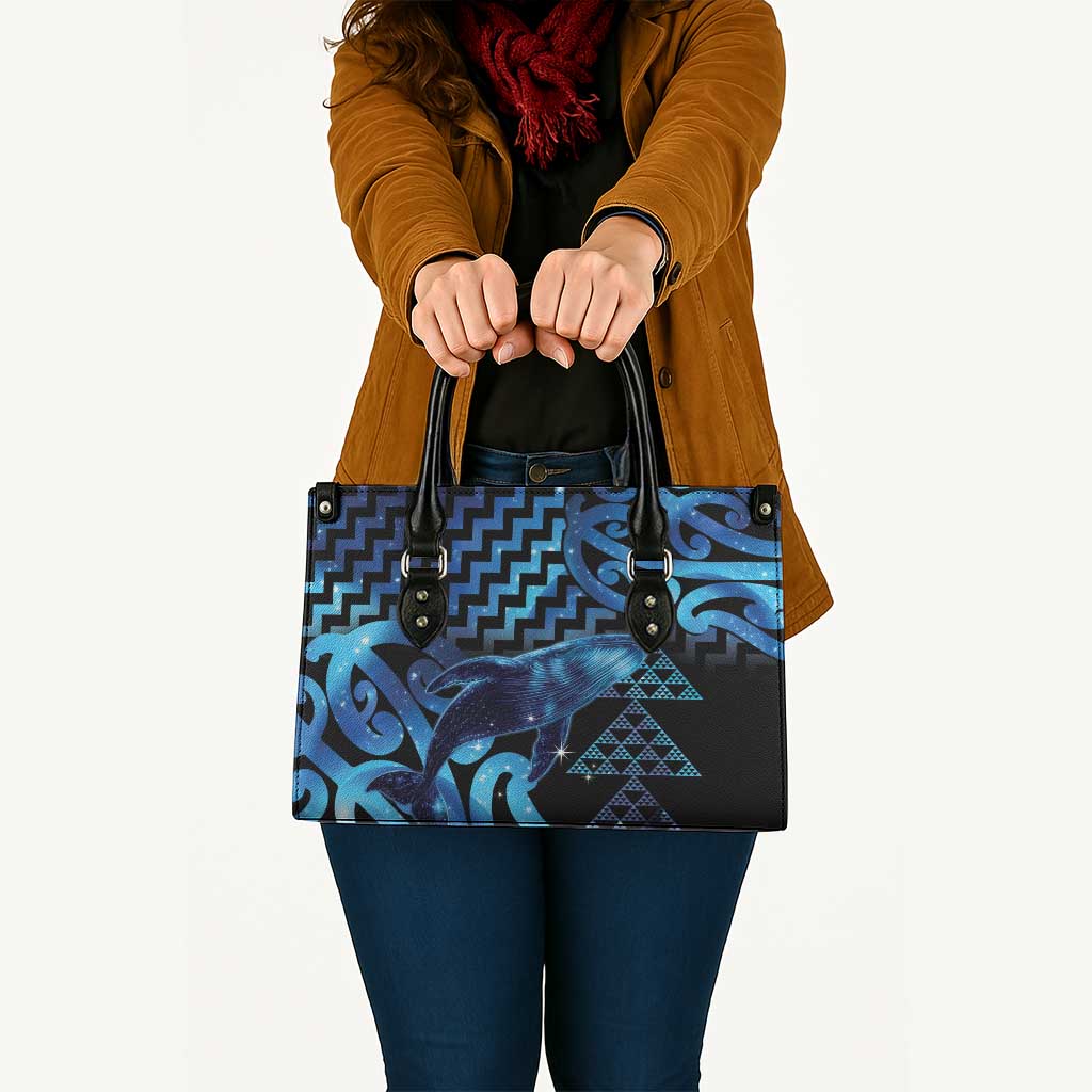 Humpback Whale Matariki New Zealand Leather Bag NZ Maori Paikea Poutama Luxury Blue LT14 - Polynesian Pride