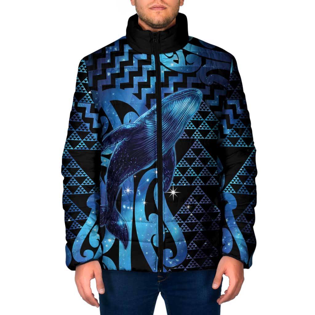 Humpback Whale Matariki New Zealand Padded Jacket NZ Maori Paikea Poutama Luxury Blue LT14 Men Blue - Polynesian Pride