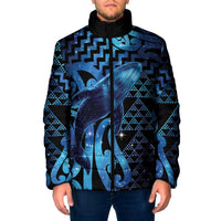 Humpback Whale Matariki New Zealand Padded Jacket NZ Maori Paikea Poutama Luxury Blue LT14 Men Blue - Polynesian Pride