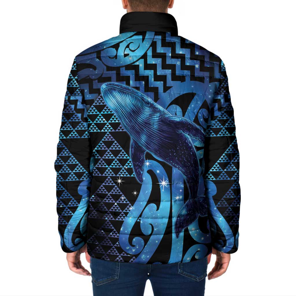 Humpback Whale Matariki New Zealand Padded Jacket NZ Maori Paikea Poutama Luxury Blue LT14 - Polynesian Pride