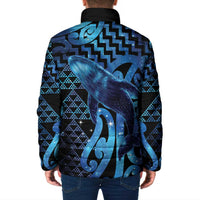 Humpback Whale Matariki New Zealand Padded Jacket NZ Maori Paikea Poutama Luxury Blue LT14 - Polynesian Pride