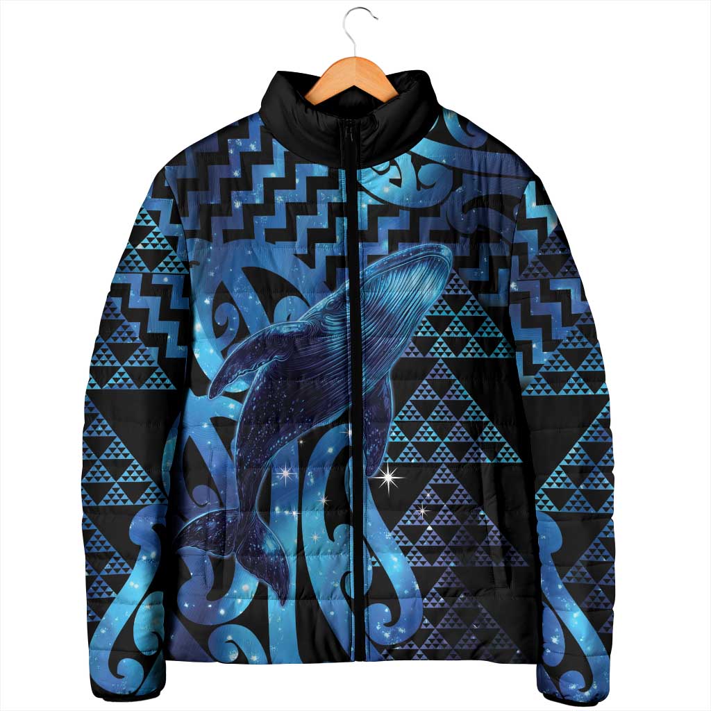 Humpback Whale Matariki New Zealand Padded Jacket NZ Maori Paikea Poutama Luxury Blue LT14 - Polynesian Pride