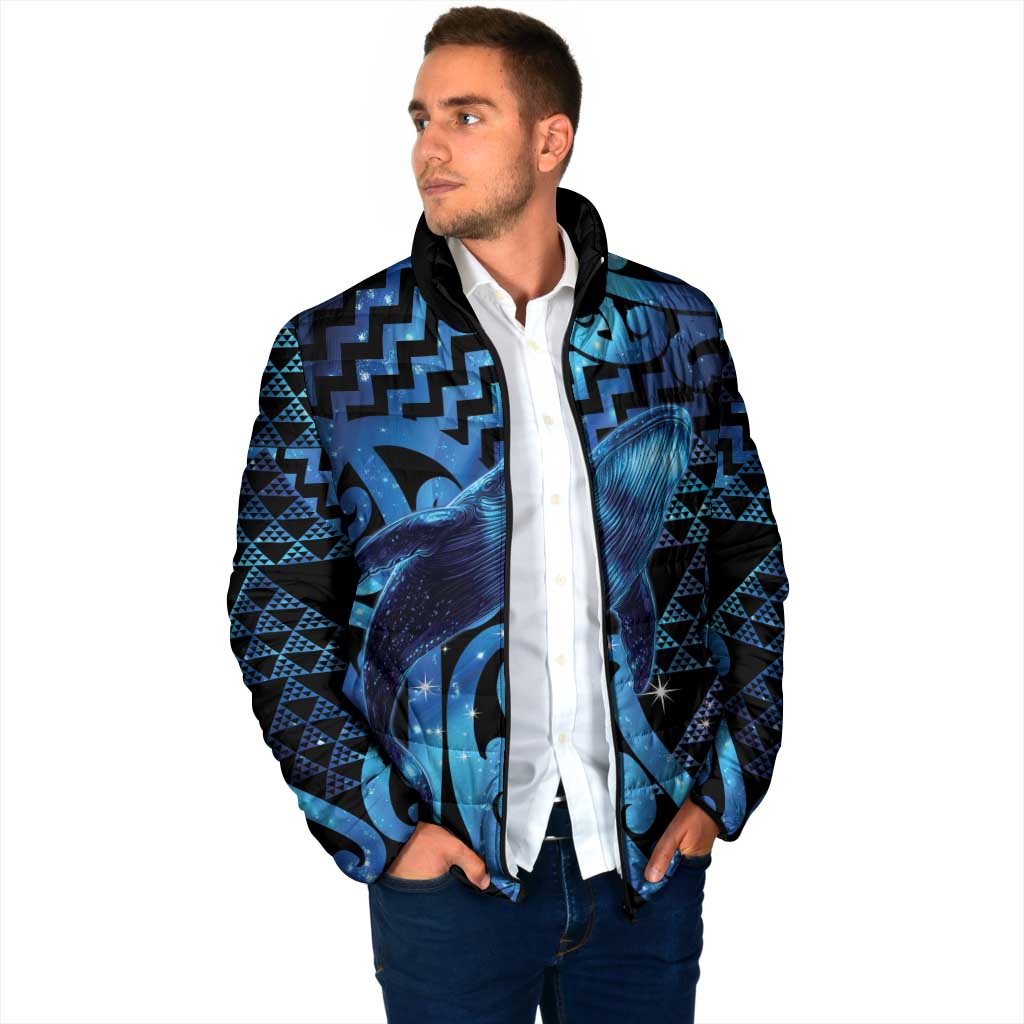 Humpback Whale Matariki New Zealand Padded Jacket NZ Maori Paikea Poutama Luxury Blue LT14 - Polynesian Pride
