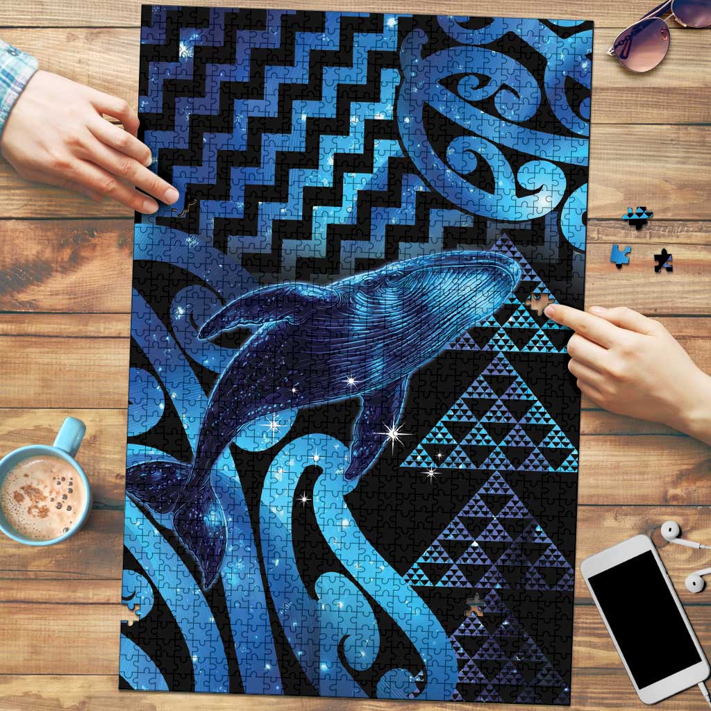 Humpback Whale Matariki New Zealand Puzzle NZ Maori Paikea Poutama Luxury Blue LT14 Blue - Polynesian Pride