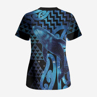 Humpback Whale Matariki New Zealand Scrub Top NZ Maori Paikea Poutama Luxury Blue
