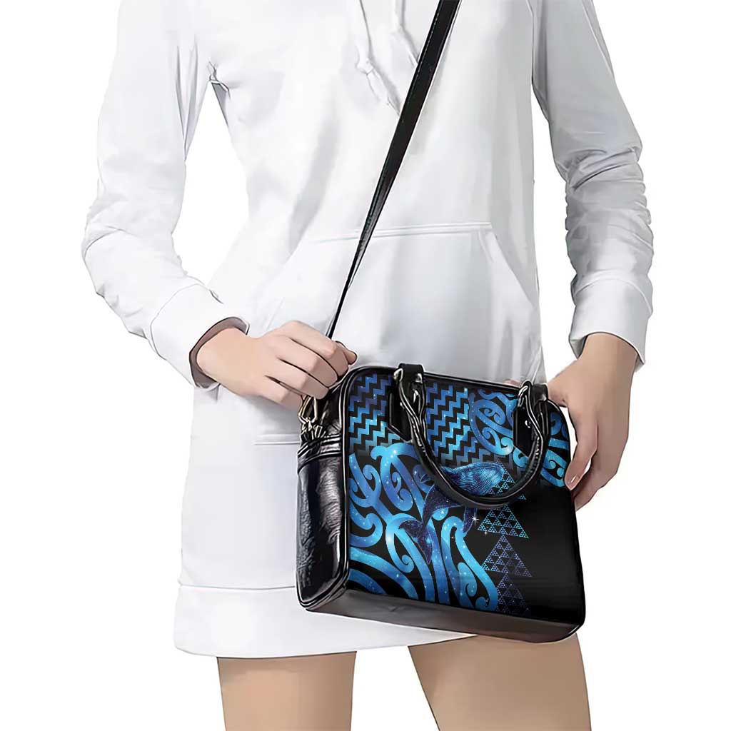 Humpback Whale Matariki New Zealand Shoulder Handbag NZ Maori Paikea Poutama Luxury Blue