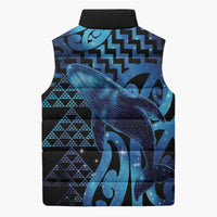 Humpback Whale Matariki New Zealand Sleeveless Puffer Jacket NZ Maori Paikea Poutama Luxury Blue LT14 - Polynesian Pride