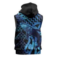 Humpback Whale Matariki New Zealand Sleeveless Zip Hoodie NZ Maori Paikea Poutama Luxury Blue