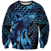 Humpback Whale Matariki New Zealand Sweatshirt NZ Maori Paikea Poutama Luxury Blue LT14 Unisex Blue - Polynesian Pride