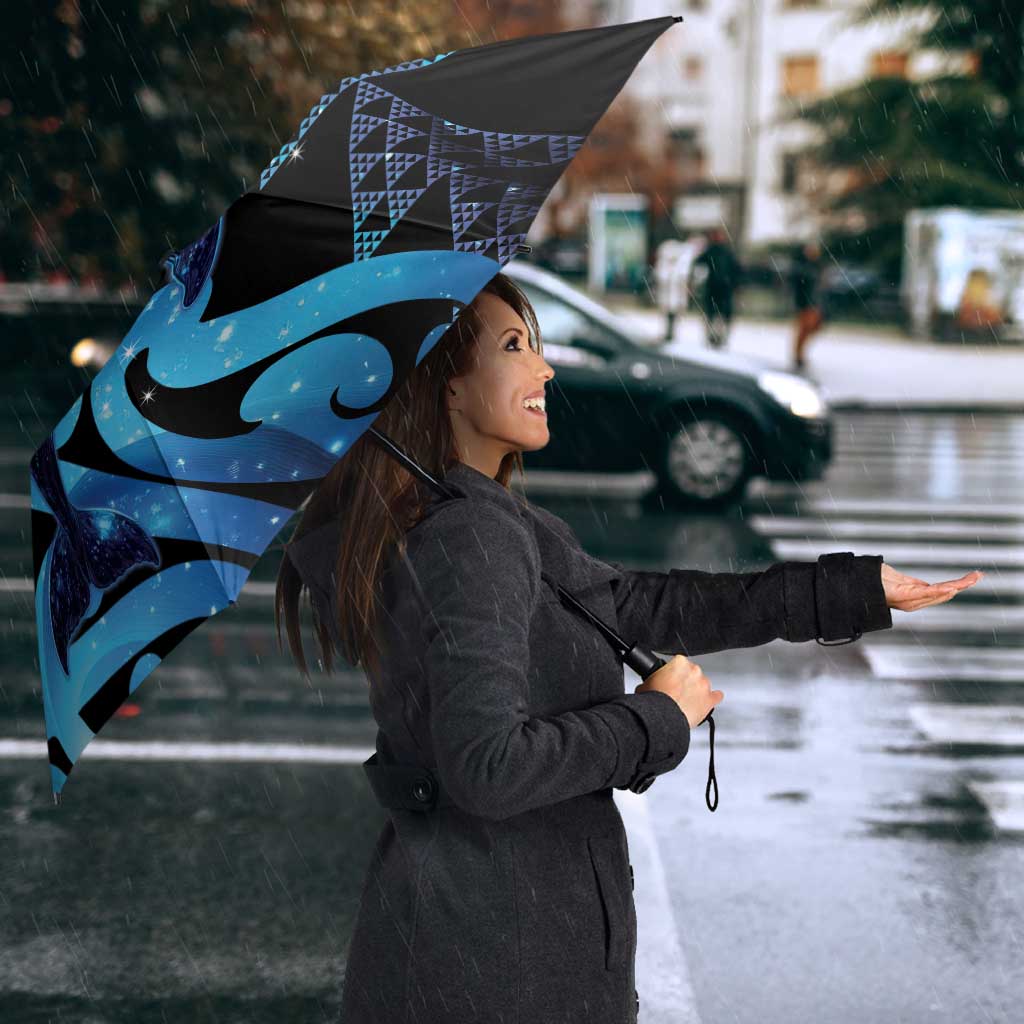 Humpback Whale Matariki New Zealand Umbrella NZ Maori Paikea Poutama Luxury Blue LT14 - Polynesian Pride