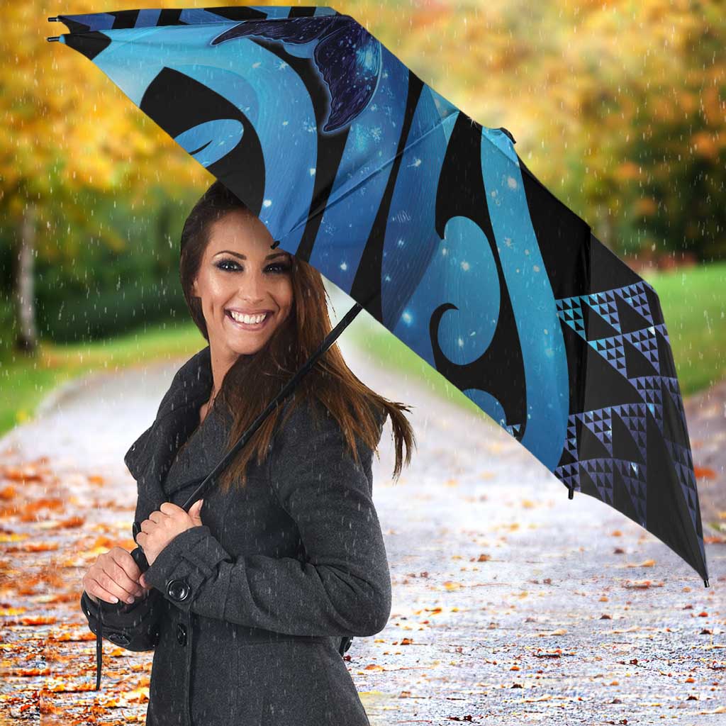Humpback Whale Matariki New Zealand Umbrella NZ Maori Paikea Poutama Luxury Blue LT14 - Polynesian Pride
