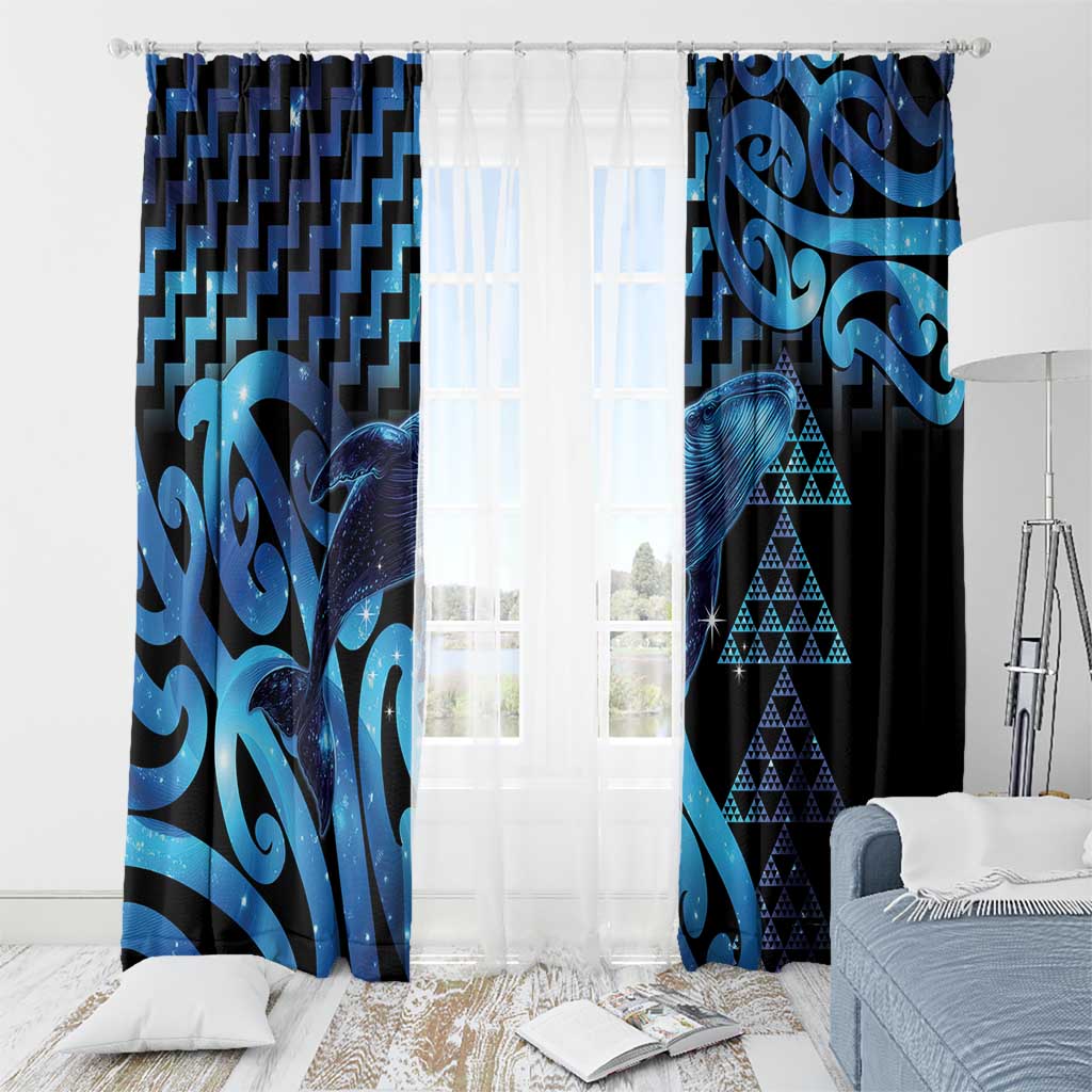 Humpback Whale Matariki New Zealand Window Curtain NZ Maori Paikea Poutama Luxury Blue