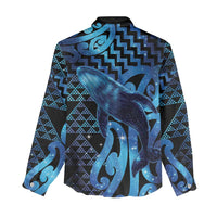 Humpback Whale Matariki New Zealand Women Casual Shirt NZ Maori Paikea Poutama Luxury Blue