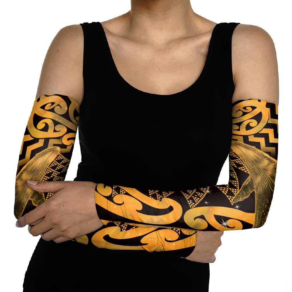 Humpback Whale Matariki New Zealand Arm Sleeves NZ Maori Paikea Poutama Luxury Gold