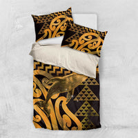 Humpback Whale Matariki New Zealand Bedding Set NZ Maori Paikea Poutama Luxury Gold LT14 US Twin 172cm x 218cm Gold - Polynesian Pride