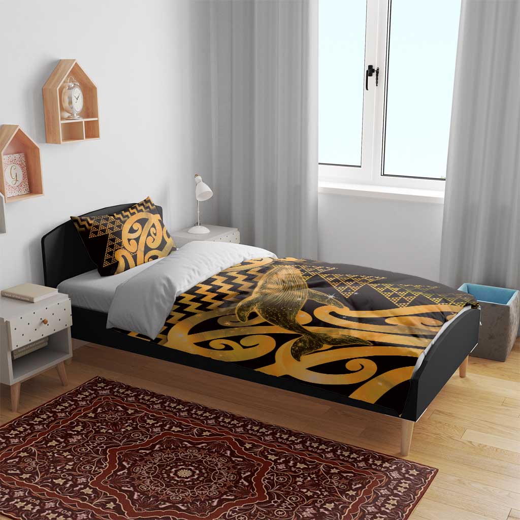 Humpback Whale Matariki New Zealand Bedding Set NZ Maori Paikea Poutama Luxury Gold LT14 - Polynesian Pride