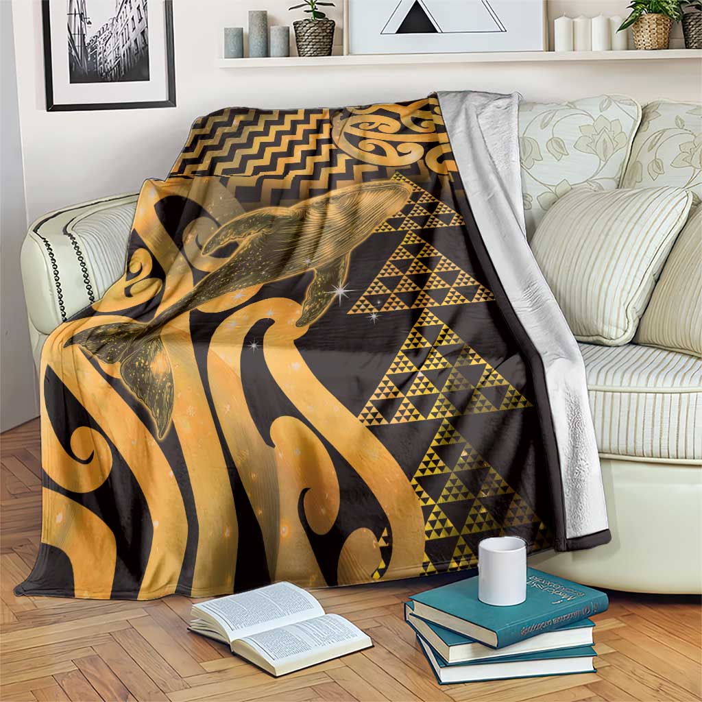 Humpback Whale Matariki New Zealand Blanket NZ Maori Paikea Poutama Luxury Gold