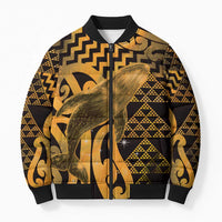 Humpback Whale Matariki New Zealand Bomber Puffer Jacket NZ Maori Paikea Poutama Luxury Gold